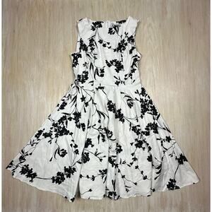 NWT Grace Karin Black White Floral Sleeveless Fit Flare Cocktail Dress Medium